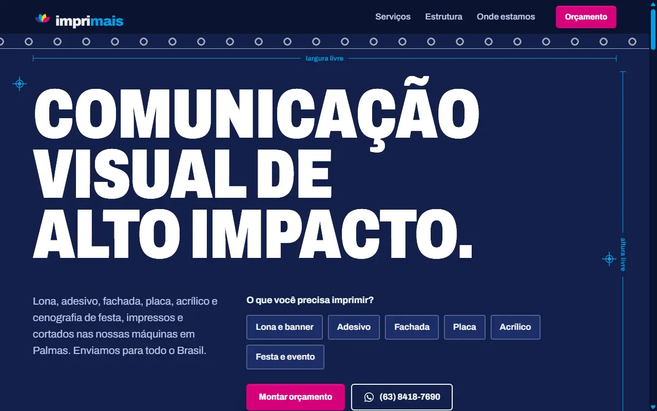 Página inicial da Imprimais no computador